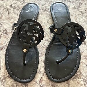 Tory Burch Black Leather Thong Sandals